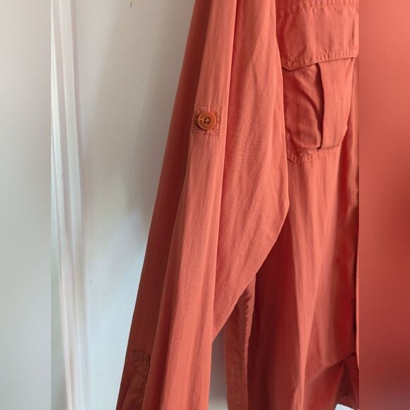 Duluth Trading Coolplus Long Sleeve Vented Fishing Shirt Orange UPF-2XLT - Picture 4 of 6